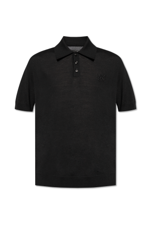 Dolce & Gabbana POLO APPLIQUE FEATURING ENGRAVED ポロ ロゴ Black Polo with applique featuring engraved logo Dolce
